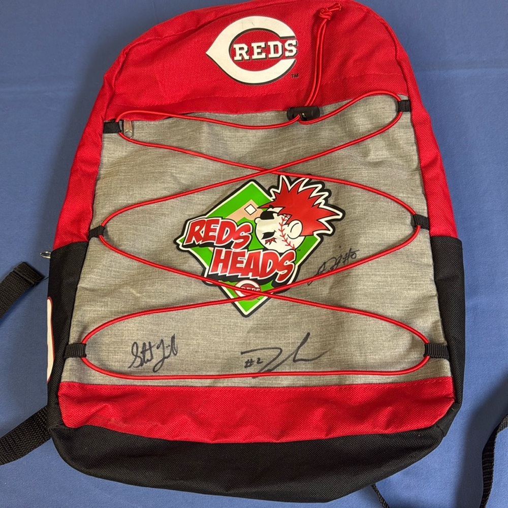 Reds Red Heads Backpack Signed by Players